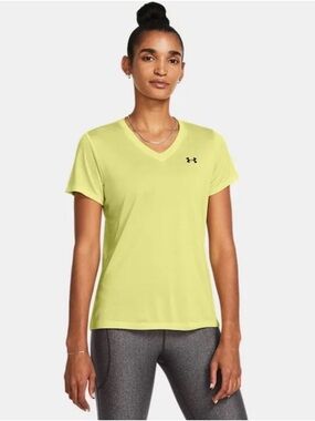 Under Armour Women's V-Neck Short Sleeve Tee in Lemon Yellow